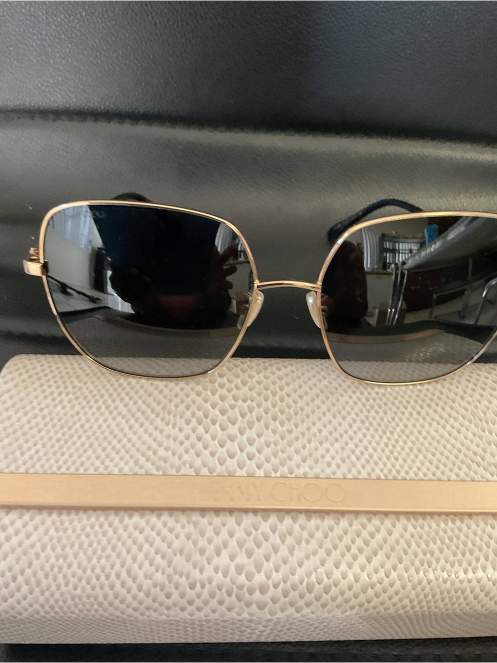 Jimmy Choo Gold Frame Black Lens Women's Sunglasses - Picture 2 of 8
